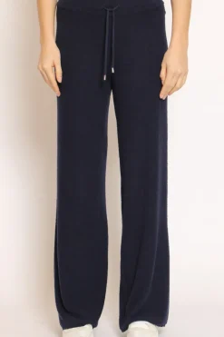 Pantalone in bouclu00e8 elasticizzato con coulisse blu