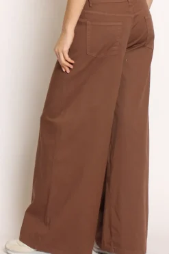 Pantalone LANY wide leg cotone elasticizzato moro