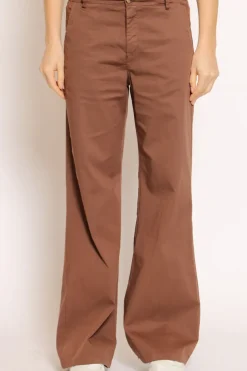 Pantalone LILLY palazzo cotone elasticizzato tabacco