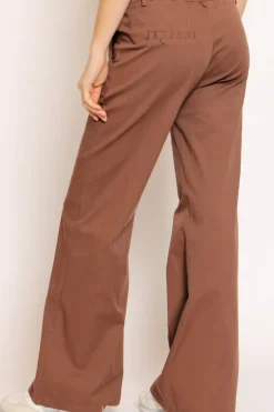 Pantalone LILLY palazzo cotone elasticizzato tabacco
