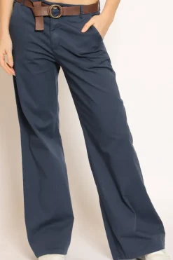 Pantalone LILLY palazzo cotone elasticizzato blu