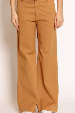 Pantalone lilly palazzo cotone elasticizzato caramel