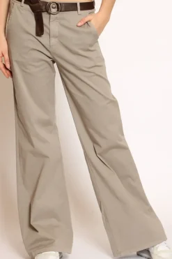 Pantalone lilly palazzo cotone elasticizzato taupe