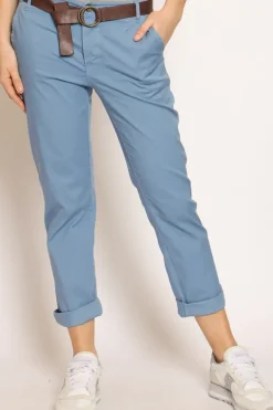 Pantalone LOIS chino cotone elasticizzato avio