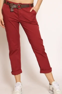 Pantalone LOIS chino cotone elasticizzato vino