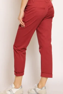 Pantalone LOIS chino cotone elasticizzato vino