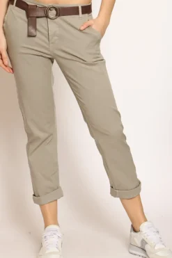 Pantalone LOIS chino cotone elasticizzato taupe