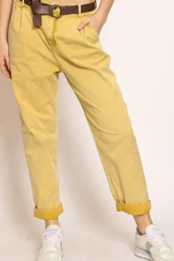Pantalone LOLA cotone stone washed maltinto mimosa