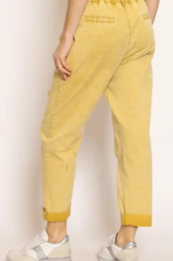 Pantalone LOLA cotone stone washed maltinto mimosa