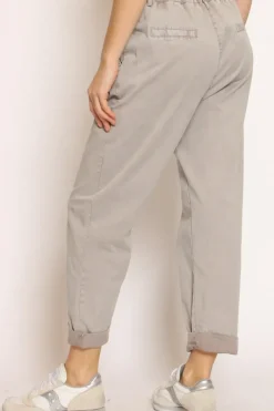 Pantalone LOLA cotone stone washed maltinto taupe