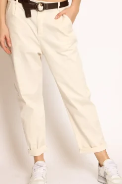 Pantalone lola c/pinces ed elastico dietro burro