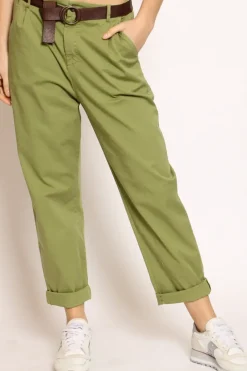 Pantalone LOLA elastico dietro cotone elasticizzato olio