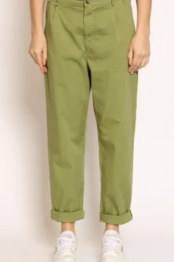Pantalone LOLA elastico dietro cotone elasticizzato olio