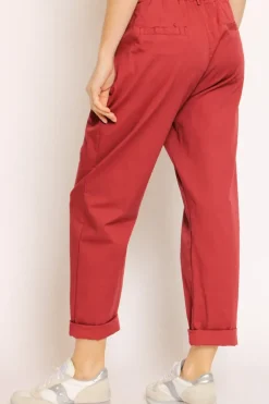 Pantalone LOLA elastico dietro cotone elasticizzato vino