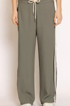 Pantalone LORIS tessuto fluido banda militare