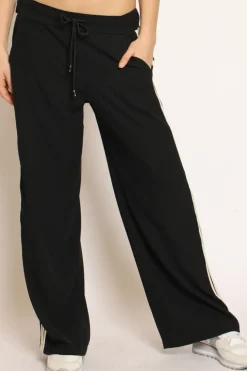 Pantalone LORIS tessuto fluido banda nero