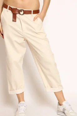 Pantalone LORY tela denim comfort bianco