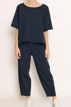 Pantalone mom fit felpa light blu