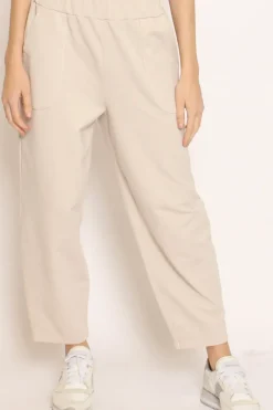 Pantalone mom fit felpa light beige