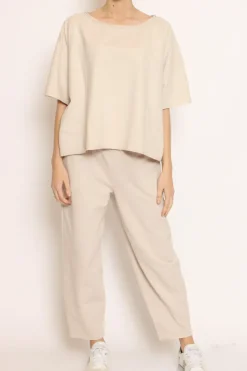 Pantalone mom fit felpa light beige