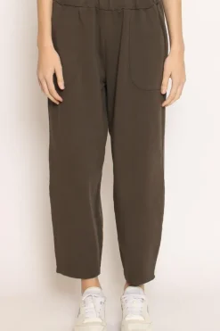 Pantalone mom fit felpa light moro