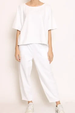 Pantalone mom fit felpa light bianco