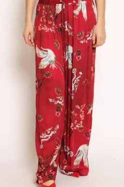 Pantalone palazzo con laccio fantasia bordeaux