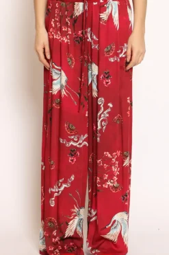 Pantalone palazzo con laccio fantasia bordeaux