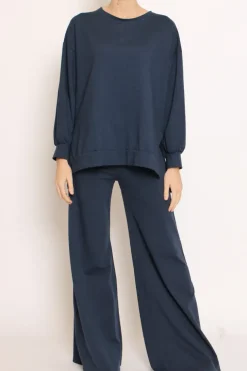 Pantalone palazzo felpa light blu