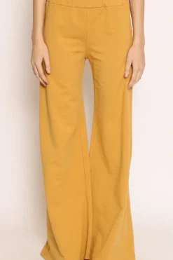 Pantalone palazzo felpa light senape