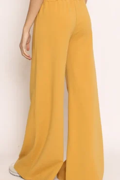 Pantalone palazzo felpa light senape
