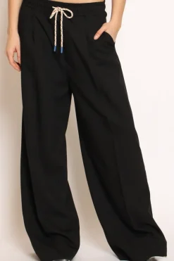 Pantalone palazzo pinces con laccio nero