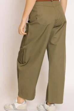 Pantaloni mom fit 100 % cotone militare