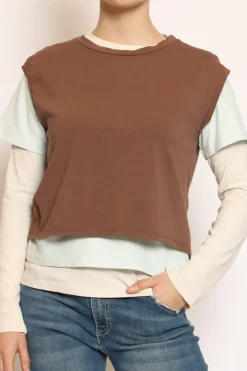 Set tre t-shirt in jersey elasticizzato moka/acqua/burro