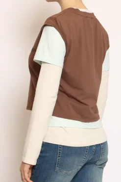 Set tre t-shirt in jersey elasticizzato moka/acqua/burro
