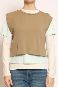 Set tre t-shirt in jersey elasticizzato biscotto/acqua/burro