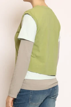 Set tre t-shirt in jersey elasticizzato oliva/acqua/taupe
