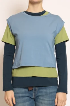 Set tre t-shirt in jersey elasticizzato avio/oliva/blu
