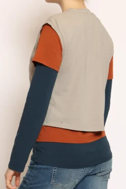 Set tre t-shirt in jersey elasticizzato taupe/coccio/blu