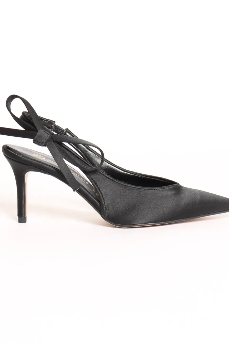 Slingback punta raso nero