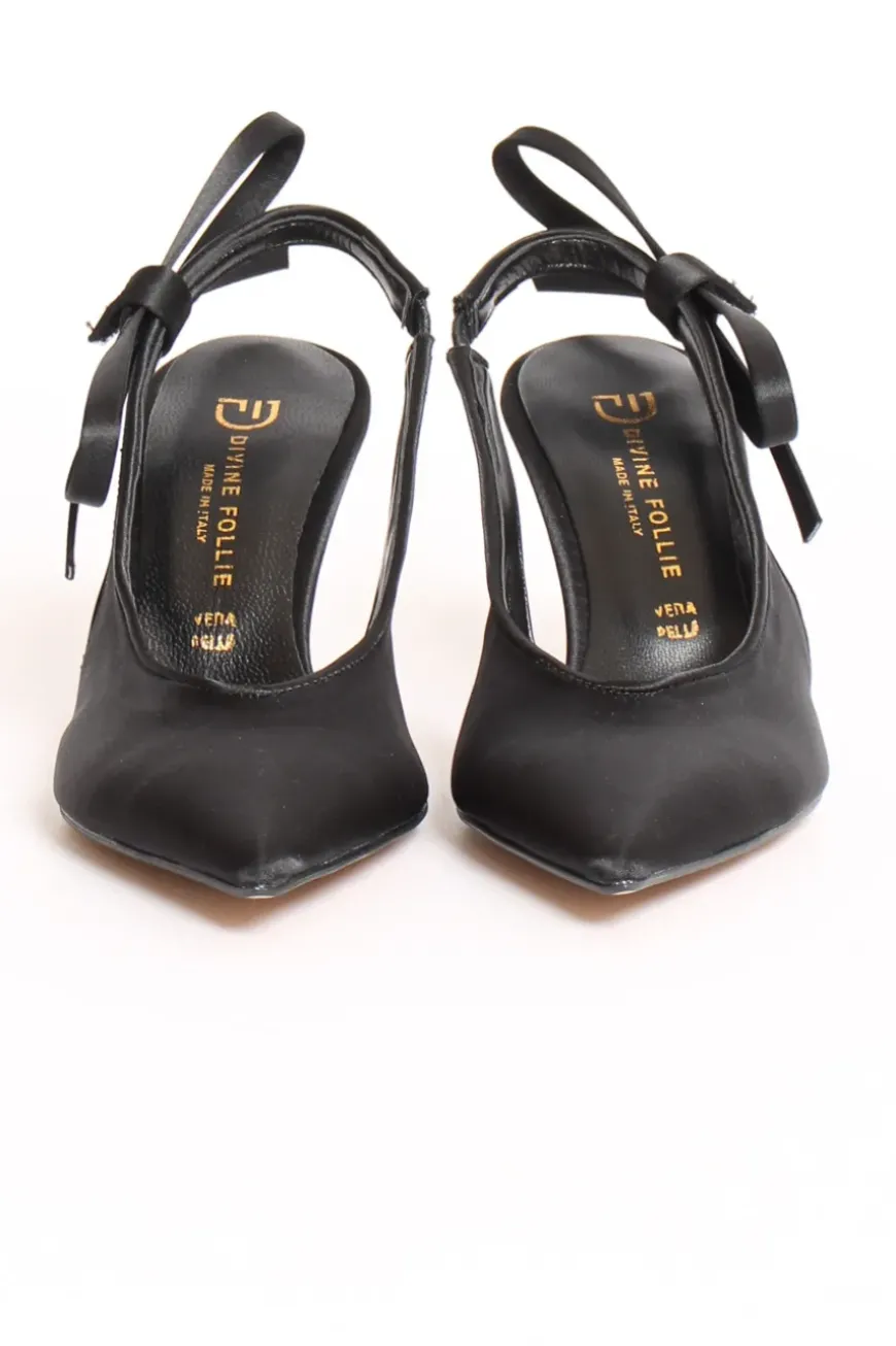 Slingback punta raso nero