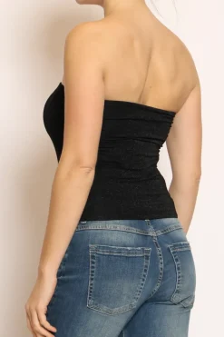 Top a fascia in lurex nero