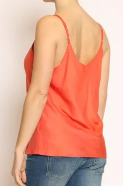 Top bretella corallo