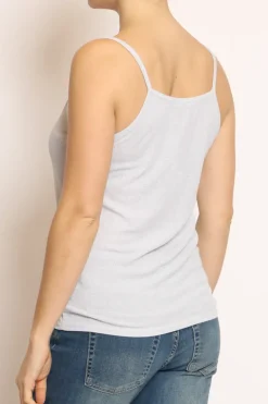 Top lurex argento scollo a v argento