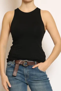 Top scollo americana in jersey elasticizzato nero