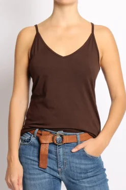 Top underware in jersey elasticcizato moro