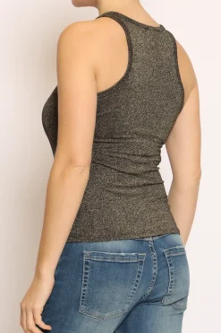 Top vogatore lurex blu