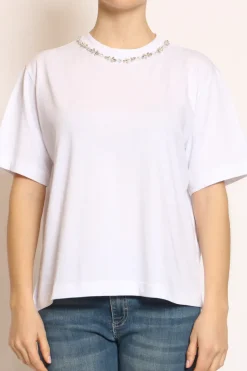 T-shirt catena collo bianco