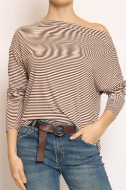 T-shirt CLOE righe in jersey biscotto/latte