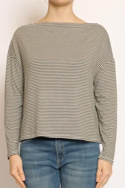 T-shirt CLOE righe in jersey militare/bianco